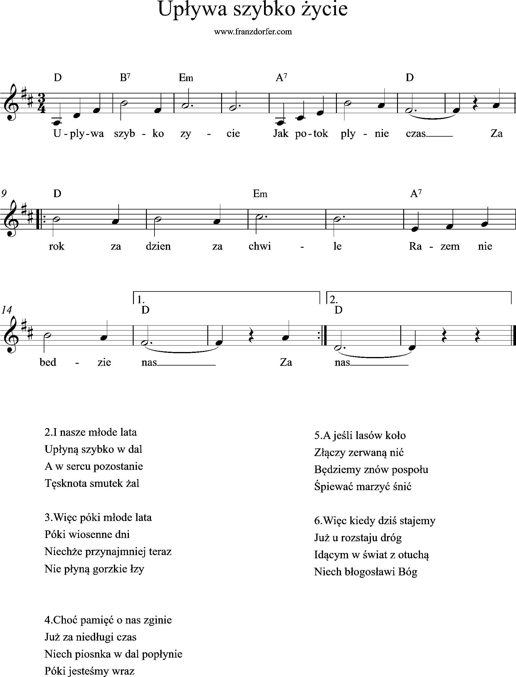 leadsheet, D-Major, uplawa szybko